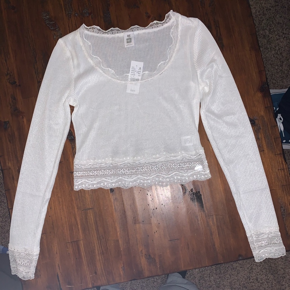 White lace crop top